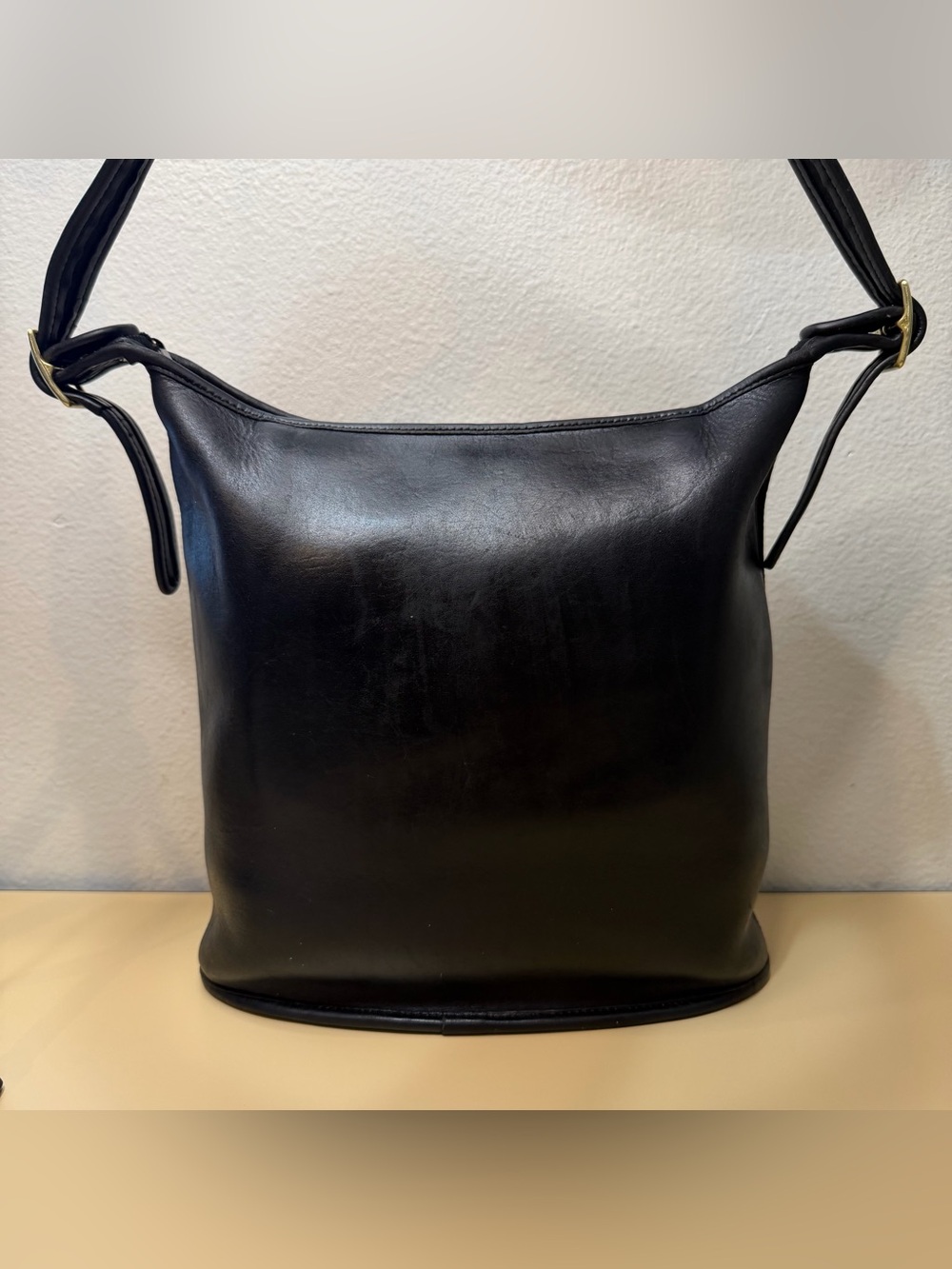 Vintage Coach Black Leather Shoulder Bag | Made in USA | Circa Early 1990s